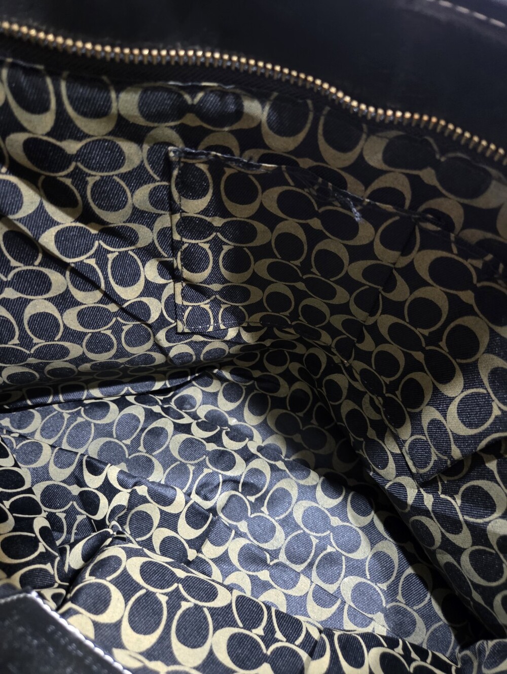 Women's Shoulder Canvas Bag with Gold-Tone Accent - Picture 6 of 7